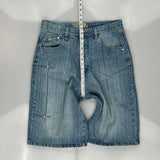 Indigo Denim Shorts - 34W 14L Light Wash Cotton