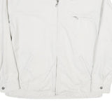 TEDDYS Mens White Cotton Blend Zip Jacket L Plain Casual Lightweight Outerwear