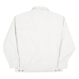 TEDDYS Mens White Cotton Blend Zip Jacket L Plain Casual Lightweight Outerwear