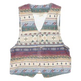 VIVALID Womens Multi Colour Button Cotton Blend Pattern Vest M Casual Stylish