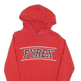 Mens Red Pyrex Pullover Hoodie XS Cotton Casual Streetwear Sweatshirt