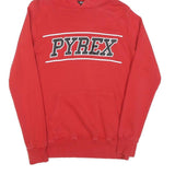Mens Red Pyrex Pullover Hoodie XS Cotton Casual Streetwear Sweatshirt