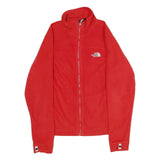 THE NORTH FACE Womens Red Jacket S Polyester Plain Zip Outdoor Casual Fleece