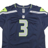 NFL Mens Navy Seattle Seahawks Football Shirt L Short Sleeve V-Neck Wilson