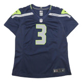 NFL Mens Navy Seattle Seahawks Football Shirt L Short Sleeve V-Neck Wilson