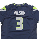 NFL Mens Navy Seattle Seahawks Football Shirt L Short Sleeve V-Neck Wilson