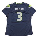 NFL Mens Navy Seattle Seahawks Football Shirt L Short Sleeve V-Neck Wilson