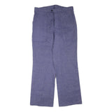 Mens Relaxed Fit Cotton Blend Blue Trousers W35 L33 Button Closure Casual