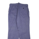 Mens Relaxed Fit Cotton Blend Blue Trousers W35 L33 Button Closure Casual