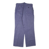 Mens Relaxed Fit Cotton Blend Blue Trousers W35 L33 Button Closure Casual