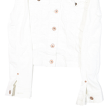LEE Womens White Button Cotton Blend Denim Jacket XS Plain Classic Tailored