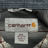 Carhartt Checked Short Sleeve Shirt - 2XL Gray Cotton