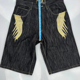Evolution Graphic Denim Shorts - 34W 13L Dark Wash Cotton Blend