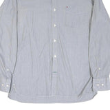 TOMMY HILFIGER Mens Blue & White Stripe Shirt M Classic Button Down Cotton Blend