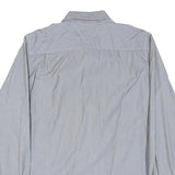 TOMMY HILFIGER Mens Blue & White Stripe Shirt M Classic Button Down Cotton Blend
