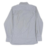 TOMMY HILFIGER Mens Blue & White Stripe Shirt M Classic Button Down Cotton Blend