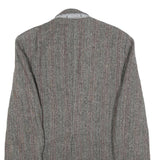 HARRIS TWEED Mens Brown Grey Wool Herringbone Tailored Jacket L Button Closure