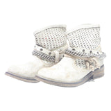 RK Womens Ankle Boots Cream & Beige Polyester UK 4 Stylish Comfortable