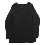 JEAN PASCALE Womens Black Plain Jumper V-Neck Basic Knit M Casual Knitwear