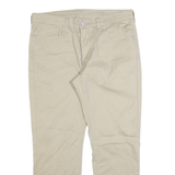 LEVI'S Mens Cotton Beige Regular Straight Trousers W34 L34 Casual Zip Closure