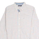 NAUTICA Mens White & Blue Checked Shirt L Long Sleeve Button Cotton Casual
