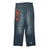 Spade And Lion Embroidery Eight Jeans - 34W 33L Blue Cotton