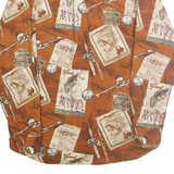 NORTH RIVER Mens Brown & Cream Patterned Cotton Shirt M Fishing Print Casual