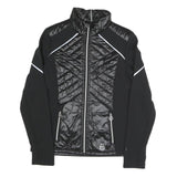 MICHAEL KORS Womens Black & Shiny Quilted Zip Jacket M Polyester Blend Athletic