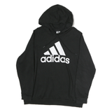 ADIDAS Womens Black Cotton Hoodie 2XL Pullover Logo Sweatshirt