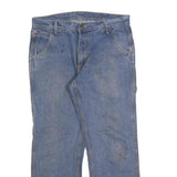 KEY Mens Regular Blue Denim Jeans W34 L30 Cotton Blend Zip Pockets Casual