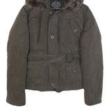 ALL SAINTS Womens Brown Cotton Blend Hooded Zip Jacket UK 10 Casual Stylish