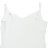 Womens White Scallop Neck Sleeveless Top XXS Smooth Polyester Blend Summer