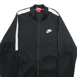 NIKE Mens Black & White Track Jacket S Polyester Plain Zip Sportswear