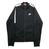 NIKE Mens Black & White Track Jacket S Polyester Plain Zip Sportswear