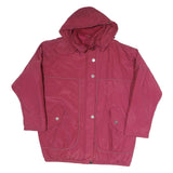 Womens Red Polyester Blend Hooded Zip Jacket XL Plain Casual Outdoor Windbreaker