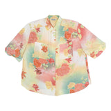 DEL MOD Womens Yellow & Green Floral Printed Shirt Short Sleeve Collared XL