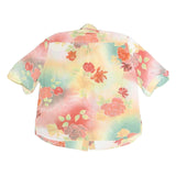 DEL MOD Womens Yellow & Green Floral Printed Shirt Short Sleeve Collared XL