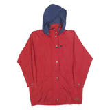 WOOLRICH Womens Red & Navy Hooded Zip Jacket S Polyester Casual Outdoor