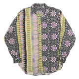 DARA GROFF Mens Black & Purple Patterned Shirt L Cotton Blend Casual Stylish