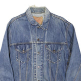 LEVI'S Mens Blue Denim Jacket L Cotton Blend Classic Button Closure Trucker