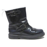 DR MARTENS Womens Leather Black Ankle Boots UK 4 Buckle Strap Stylish