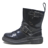 DR MARTENS Womens Leather Black Ankle Boots UK 4 Buckle Strap Stylish