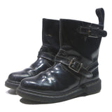 DR MARTENS Womens Leather Black Ankle Boots UK 4 Buckle Strap Stylish