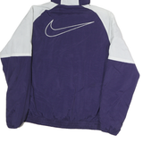 NIKE Womens Purple & White Hooded Zip Jacket M Polyester Colourblock Sportswear
