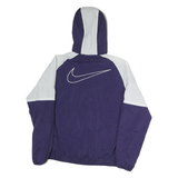 NIKE Womens Purple & White Hooded Zip Jacket M Polyester Colourblock Sportswear