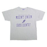 MOUNT UNION Mens Grey & Purple Cross Country Graphic T-Shirt L Short Sleeve Crew
