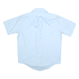 Mens Light Blue Cotton Plain Shirt L Short Sleeve Button Closure