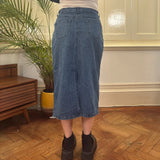 Re&X Midi Denim Skirt - 29W UK 10 Blue Cotton