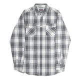 WRANGLER Mens Grey & White Check Shirt M Long Sleeve Button Casual Cotton