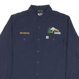 CARHARTT Mens Blue Workwear Shirt M Think Big Northwest Logo Brandon Embroidery